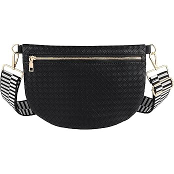 Woven Crossbody Bags for Women Leather Belt Bum Sling Purse Fanny Waist Pack Chest Shoulder Bag f... | Amazon (US)