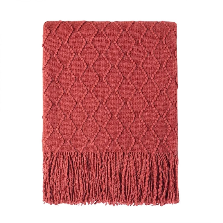 Bourina Rust Rhombus Throw Blanket for Couch, Suitable for Adult, Soft and Lightweight, 50"\u2a09... | Walmart (US)
