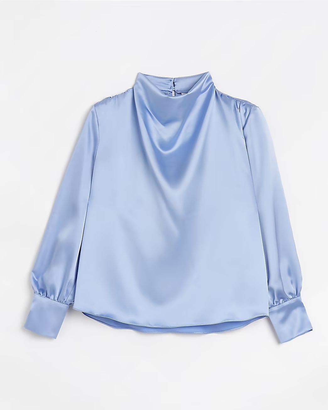 Blue satin cowl neck blouse | River Island (UK & IE)