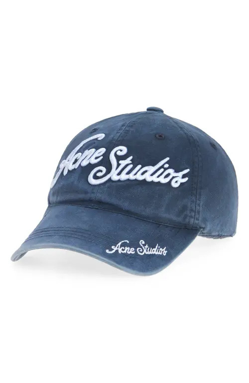 Acne Studios Carliy Venice Embroidered Logo Baseball Cap in Deep Blue at Nordstrom | Nordstrom