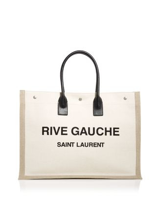 Saint Laurent Rive Gauche Large Canvas and Leather Tote  | Bloomingdale's Handbags | Bloomingdale's (US)