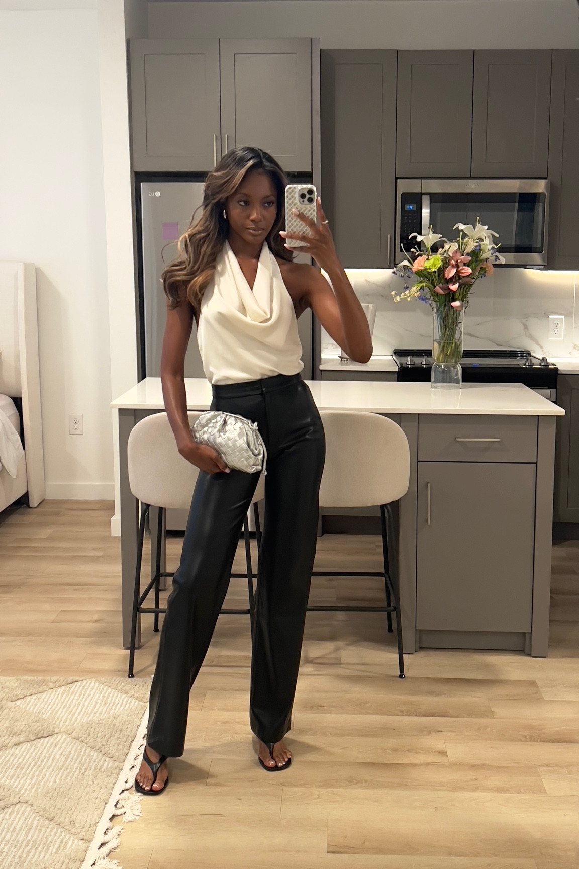 Top: Small
Pants: 34/2/XS
Heels: 38 but I usually wear 3.8