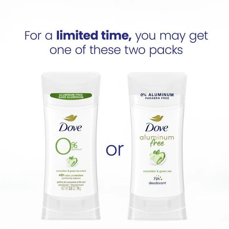 Dove Aluminum Free Deodorant for Women Cucumber and Green Tea, 2.6 oz | Walmart (US)