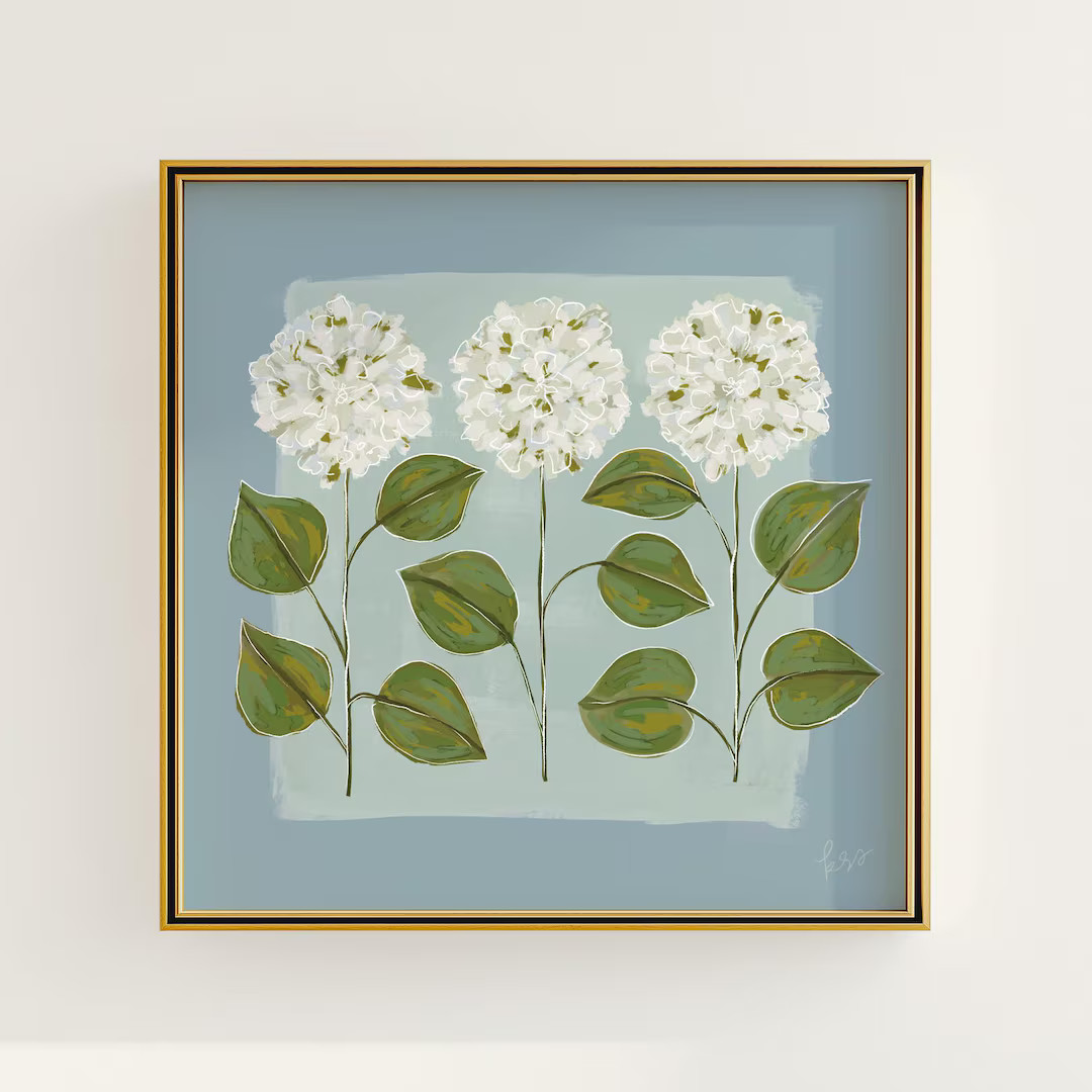 Modern Southern Floral Wall Art | Digital Download of Light Blue White Flower Arrangement | Femin... | Etsy (US)