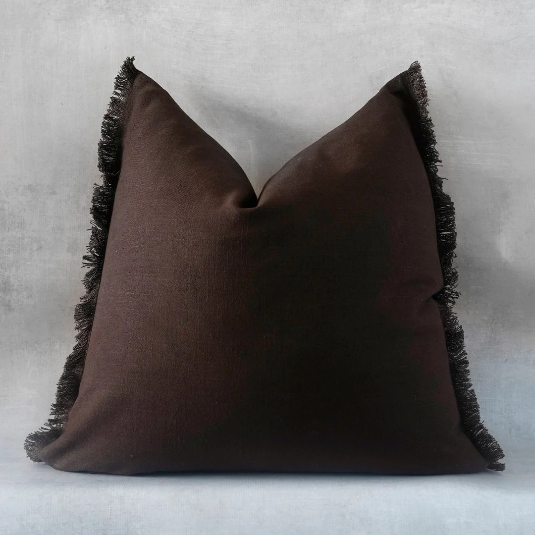 Chocolate Dark Brown Pillow Cover | Solid Pillow Cover | Native Cotton Pillow Cover | Tassel Pill... | Etsy (US)