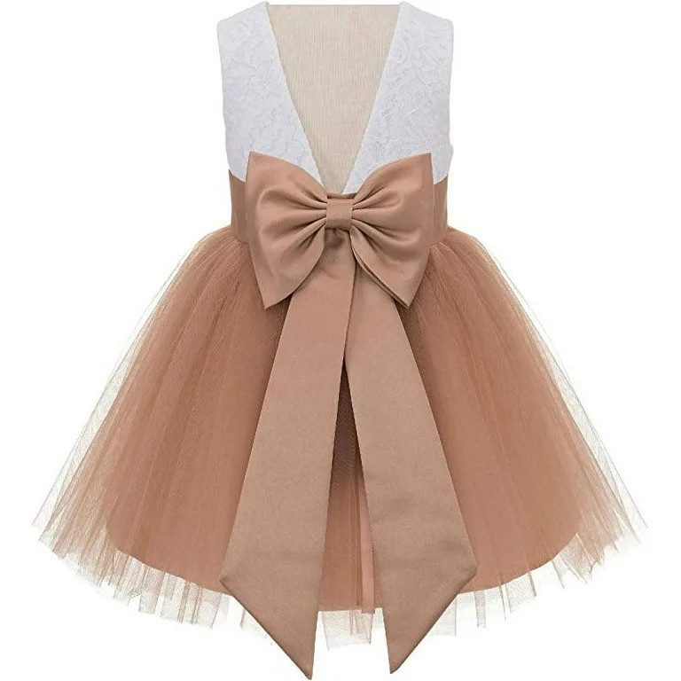 Ekidsbridal V-Back Backless Lace Formal Flower Girl Dress Wedding Reception Toddlers Birthday Par... | Walmart (US)