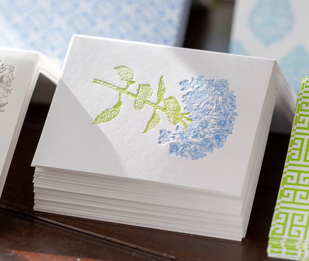 Hydrangea Letterpress Card Set - Etsy | Etsy (US)