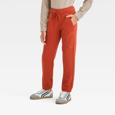 Boys' Fleece Letters Jogger Pants - Cat & Jack™ Dark Orange XS | Target