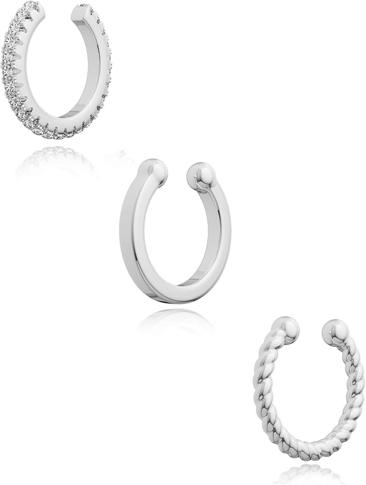 3PCS Ear Cuffs Non Piercing Earrings for Women - Dainty Thin 14K Gold Plated Clip On Earrings Car... | Amazon (US)