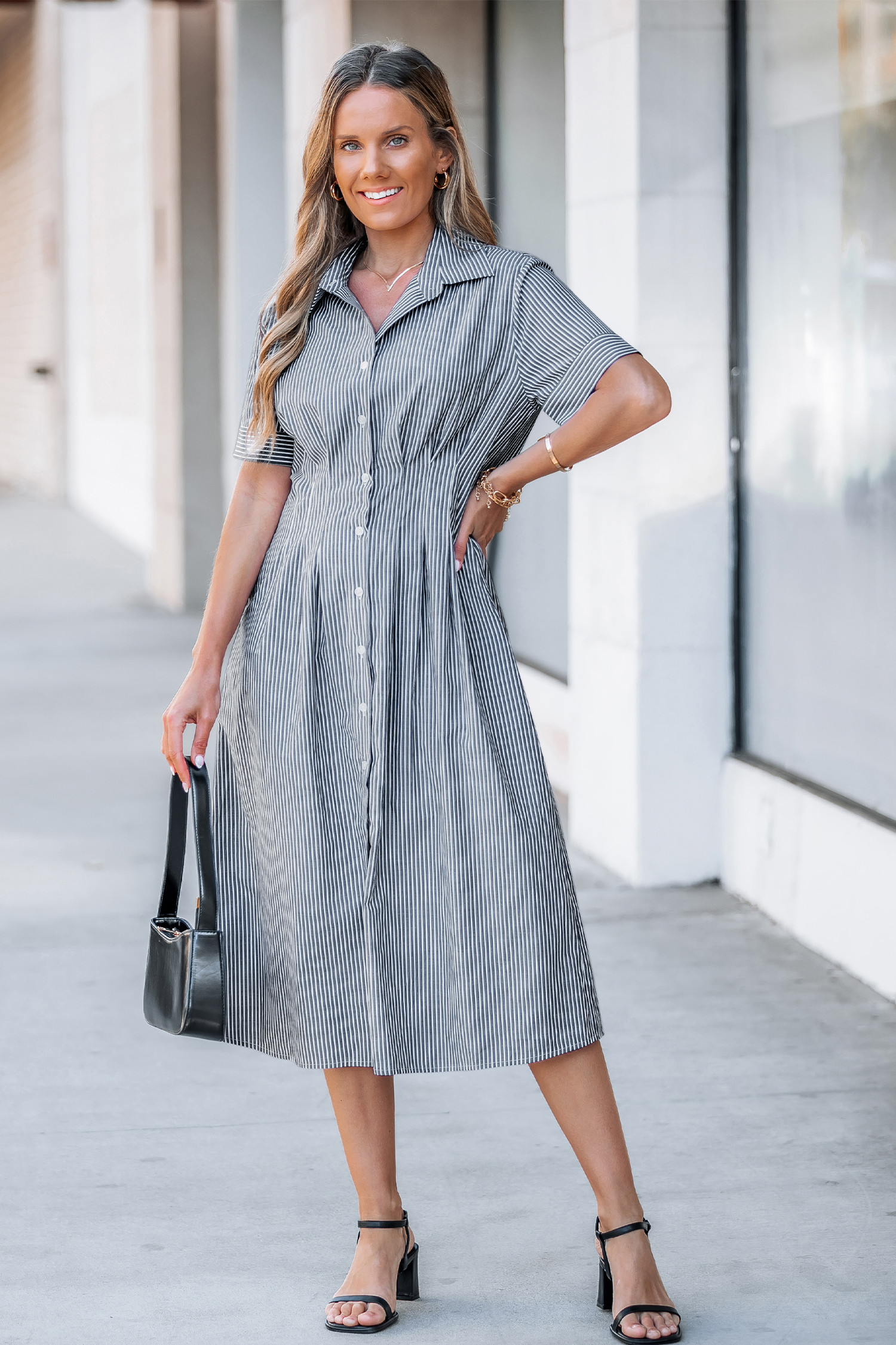 The City Girl Striped Midi Dress | Cupshe US