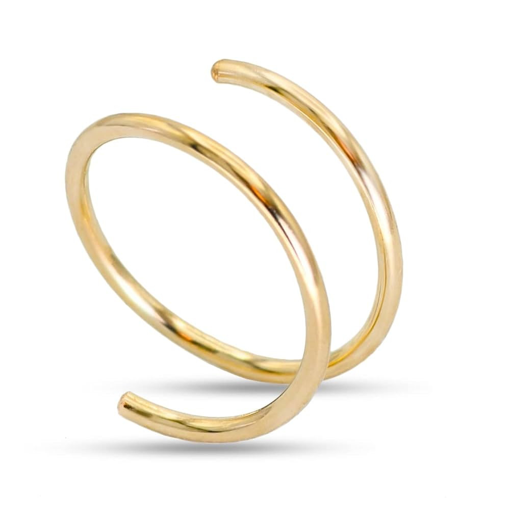 Double Nose Ring Hoop for Single Piercing, 14k Gold Filled or Sterling Silver Spiral Twist Nose H... | Amazon (US)