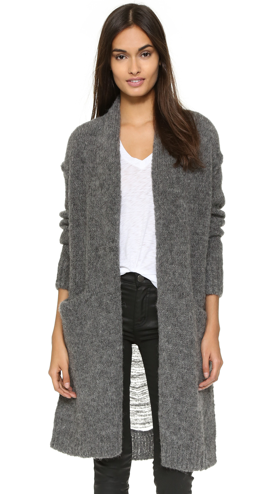 Current/Elliott The Long Slash Pocket Cardigan - Dry Cement | Shopbop