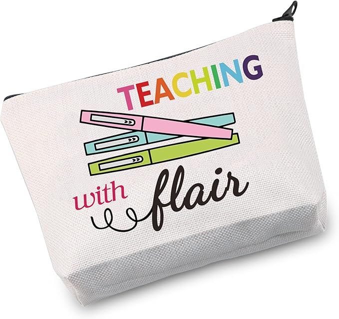 Teaching With Flair Zipper Pouch Teacher Pen & Pencil Pouches Teacher Makeup Cosmetic Bag (Teachi... | Amazon (US)