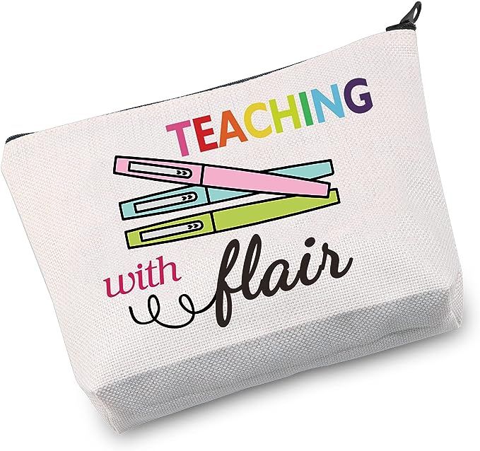 Teaching With Flair Zipper Pouch Teacher Pen & Pencil Pouches Teacher Makeup Cosmetic Bag (Teachi... | Amazon (US)
