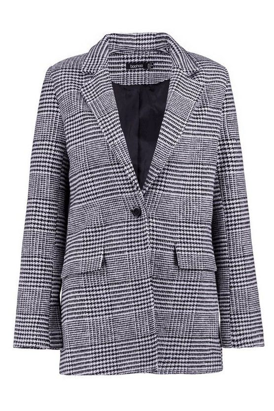 Check Wool Look Blazer Coat | Boohoo.com (US & CA)