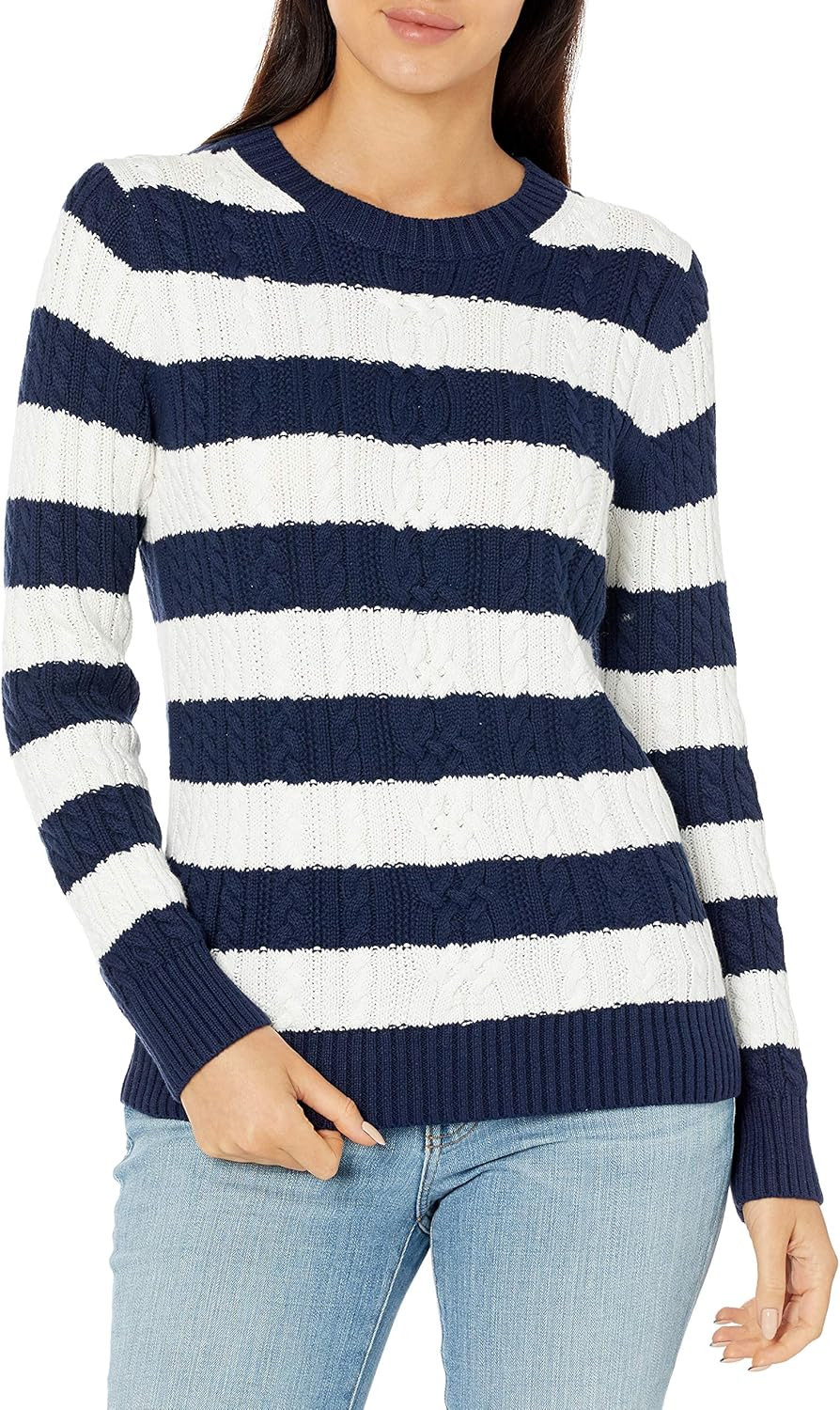 Amazon Essentials Women's Fisherman Cable Long-Sleeve Crewneck Sweater | Amazon (US)