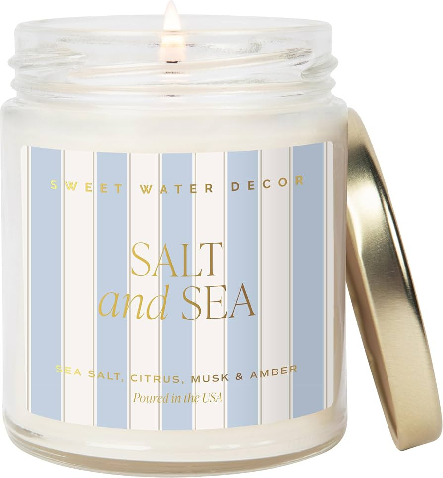 Sweet Water Decor Salt and Sea Patterned Candle \u2013 Soy Candles with Sea Salt, Citrus, Musk, A... | Amazon (US)