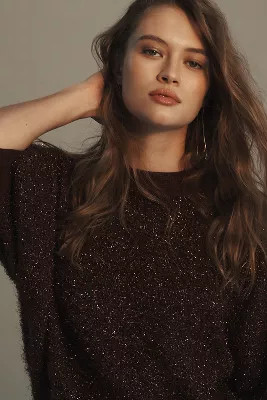 The Violette Short-Sleeve Tinsel Sweater by Maeve | Anthropologie (US)