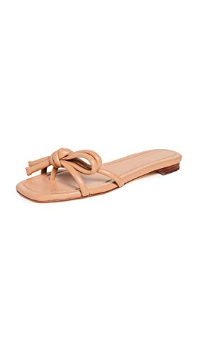 Loeffler Randall Women's Hadley Leather Bow Flat Sandals, Dune, 5.5 Medium US | Amazon (US)