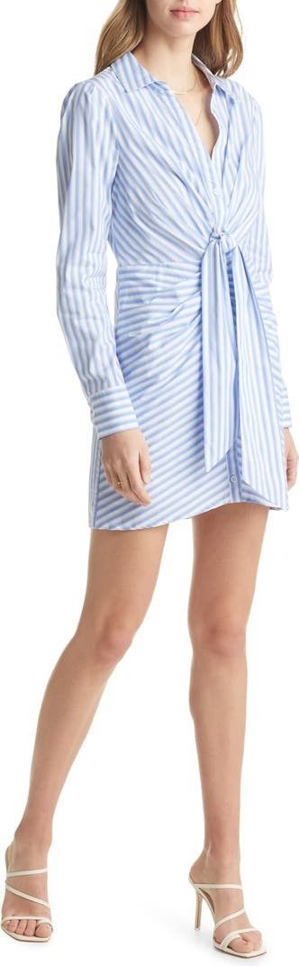 Stripe Tie Front Long Sleeve Shirtdress - Vici Dress - Grandma Beach  | Nordstrom