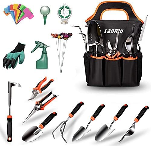 LANNIU Garden Tool Set, 27 Piece Stainless Steel Heavy Duty Gardening Tool Set, Gardening Tools for  | Amazon (US)