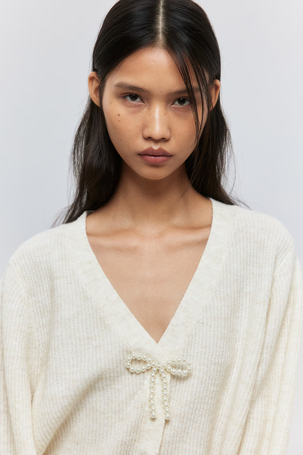 Bow-Detail Rib-Knit Cardigan | H&M (US + CA)
