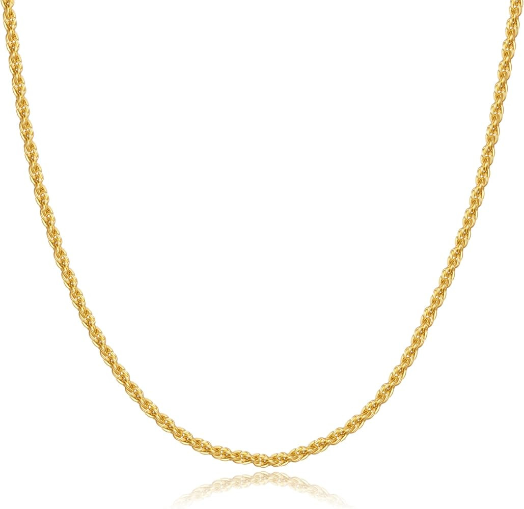 OCHCOH 18K Gold Over 925 Sterling Silver Clasp Rope Chain for Men Women 2/2.5/3/4/5mm Gold Chain ... | Amazon (US)