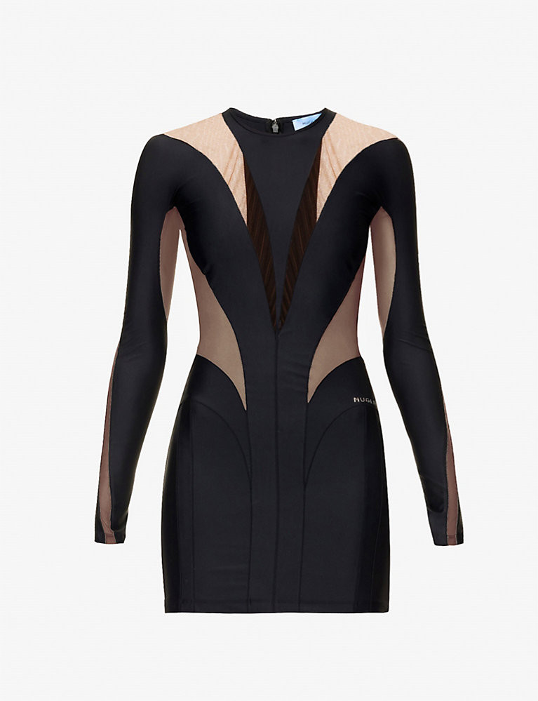 MUGLER Spiral panelled stretch-woven mini dress | Selfridges