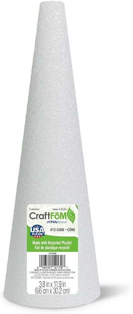 FloraCraft CraftFōM Cone 3.8 Inch x 11.9 Inch White | Amazon (US)