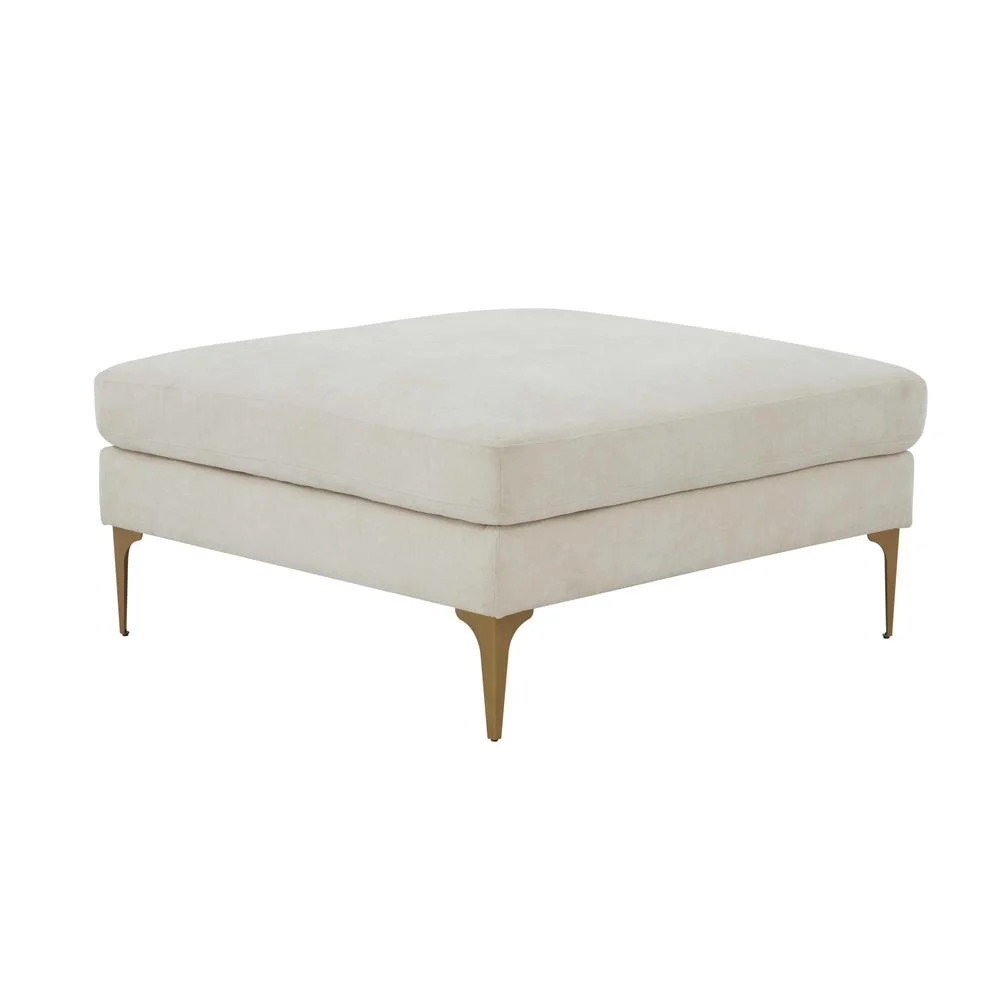 TOV Furniture Serena Cream Velvet Ottoman - Walmart.com | Walmart (US)