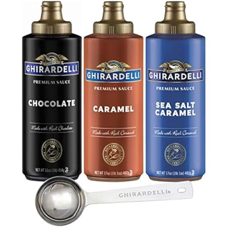 Ghirardelli - 17 Ounce Caramel, 16 Ounce Chocolate Sauce Squeeze Bottles (Set of 2) - with Ghirardel | Amazon (US)