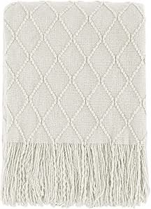 BOURINA Throw Blanket Knitted Throw Textured Solid Soft Sofa Couch Cover Decorative Knitted Blank... | Amazon (US)