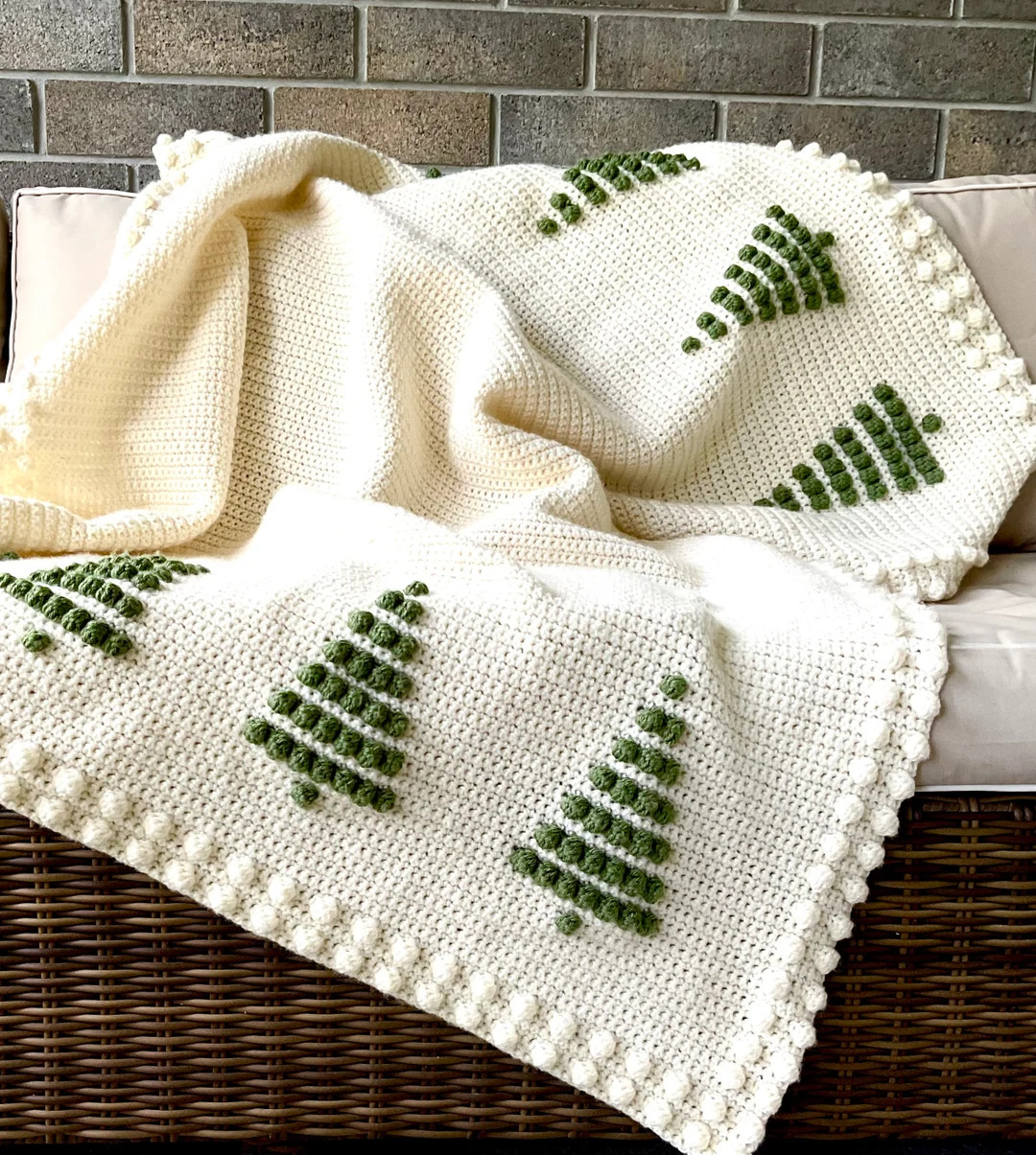 Crochet Pattern Blanket Christmas Pine Tree Crochet DIY Cottage Cabin Home Decor Throw Afghan Pat... | Etsy (US)