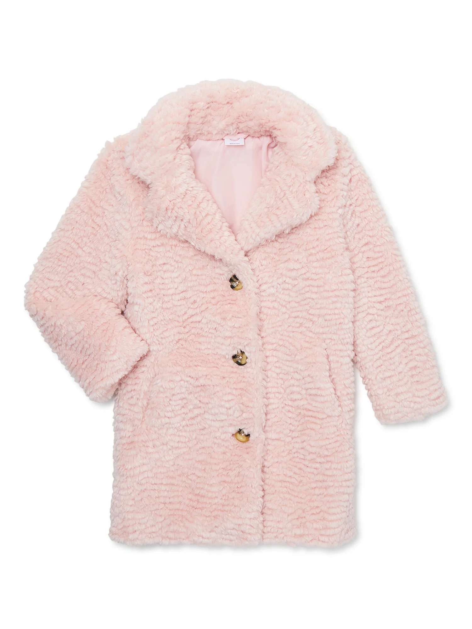 Wonder Nation Girls Faux Shearling Jacket, Sizes 4-18 & Plus - Walmart.com | Walmart (US)
