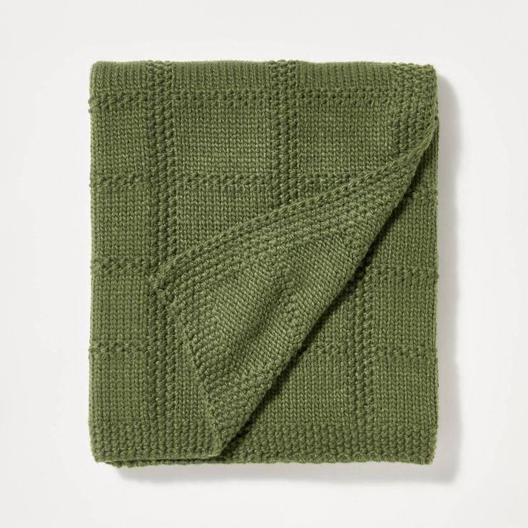 Grid Knit Throw Blanket Green - Threshold™ designed with Studio McGee | Target