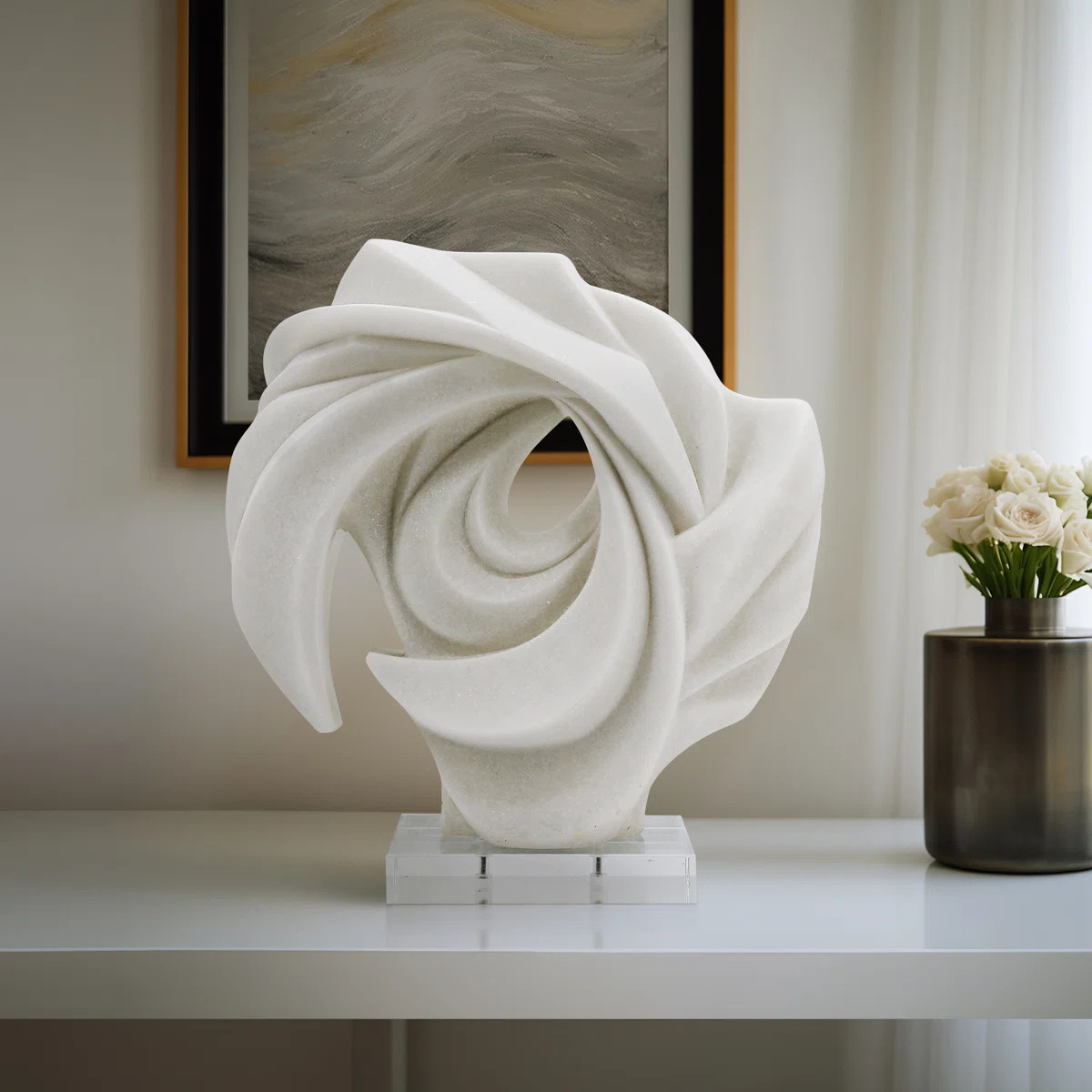 Emilliano 15" H Modern Resin and Acrylic Abstract Sculpture | Wayfair North America