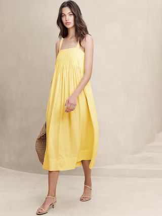 Linen-Blend Drapey Midi Dress | Banana Republic Factory