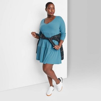 Women's Long Sleeve Brushed Rib-Knit Tiered Dress - Wild Fable™ | Target