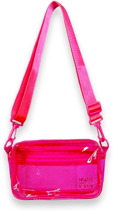 Clear Crossbody Bag - Neon Rave Bag - Clear Festival Bag for Women Men - Jelly Bag - Vegan Leathe... | Amazon (US)