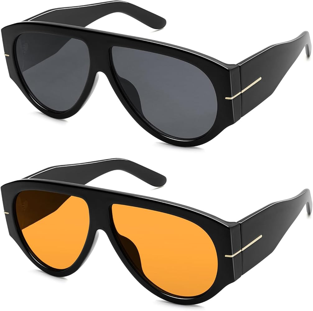 Oversized Retro Aviator Sunglasses Womens Mens 70s Classic Vintage Sun Glasses AR82227 | Amazon (US)