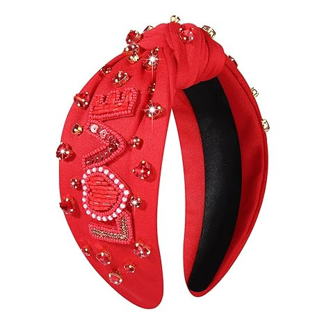 CEALXHENY Valentine’s Day Headband for Women Rhinestone Heart Headbands Red Pink Crystal Knotte... | Amazon (US)