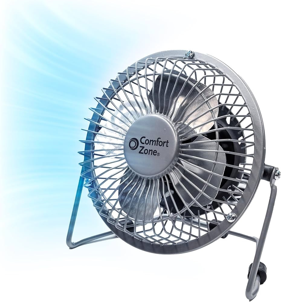 Comfort Zone Mini USB Desk Fan with 360-Degree Adjustable Tilt, Dual Powered (USB or Power Cord, ... | Amazon (US)