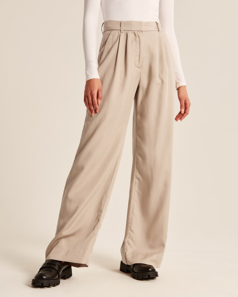 Drapey Lightweight Tailored Wide Leg Pants | Abercrombie & Fitch (US)