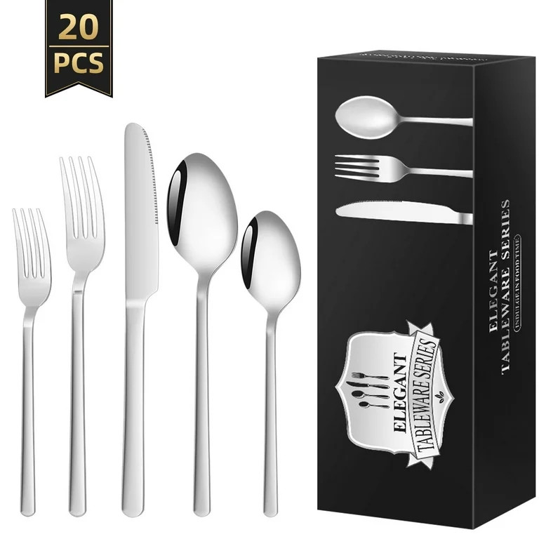 TINANA Silverware Sets, 20 PCS Flatware Set for 4, Premium Stainless Steel Cutlery Utensil Set Mi... | Walmart (US)