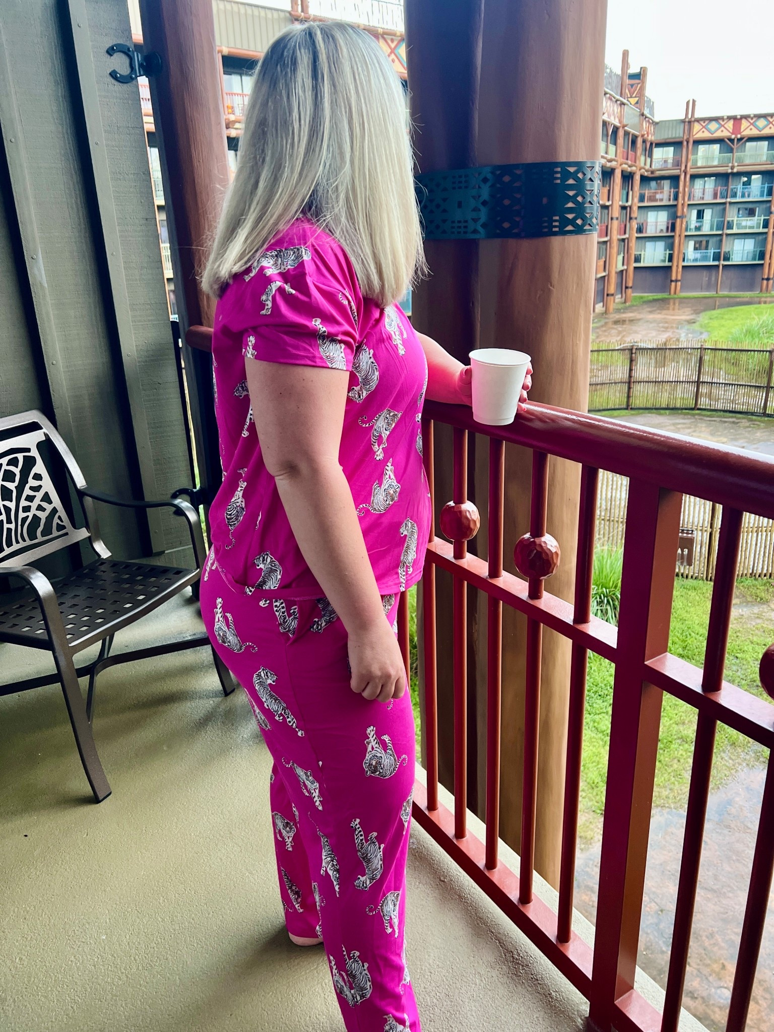 Love these comfy pajamas for women for Animal Kingdom Resort. Just need a joeffrys coffee and your morning is complete. 😊✨ Disney Animal Kingdom outfit. Mom Animal Kingfom park. Disney mom outfit. Disney World pajamas. 

#LTKmomlife #LTKMidsize #LTKTravel