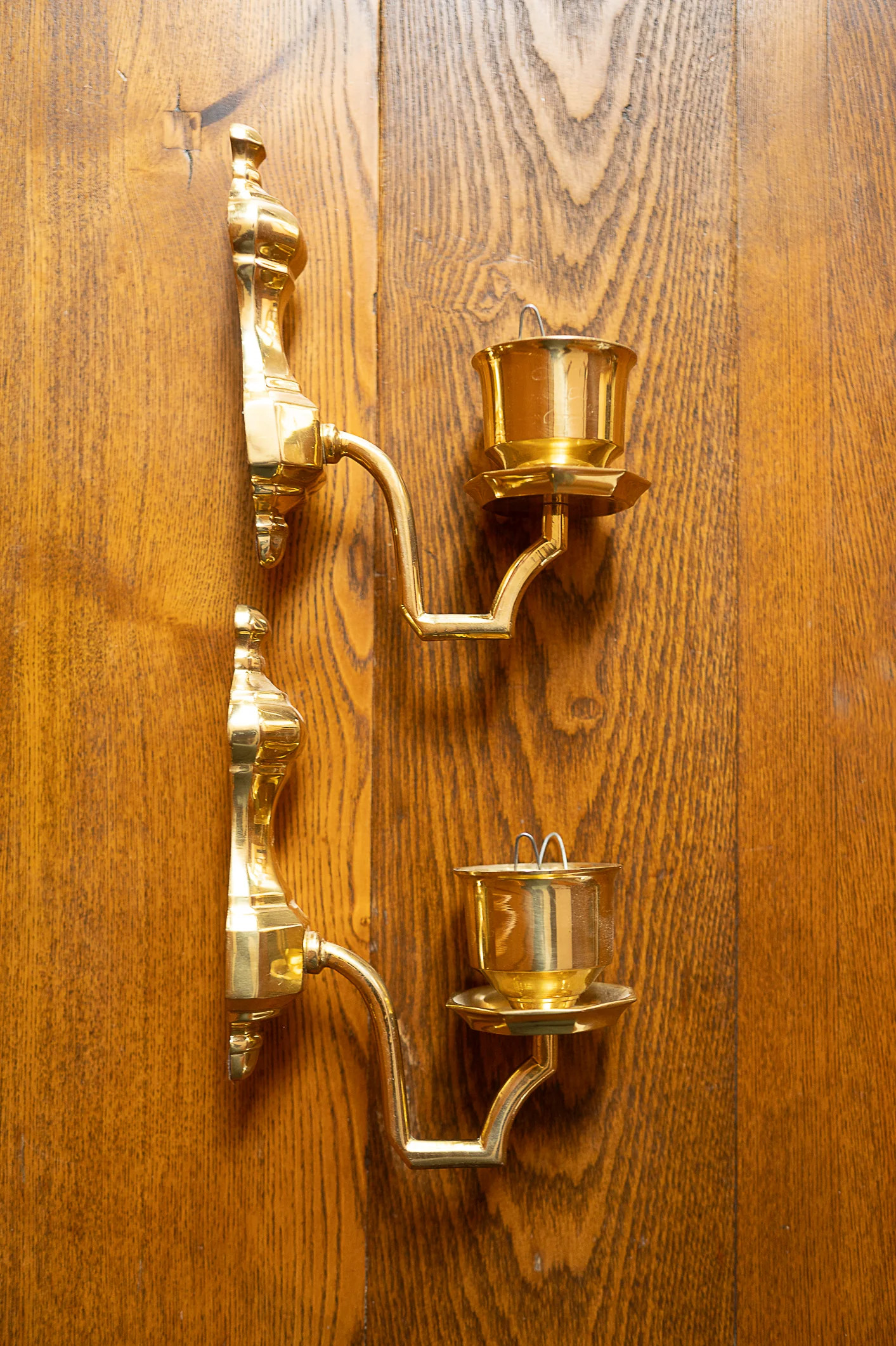 Pair of Vintage Brass Wall Candle Holders | Sweenshots Studios