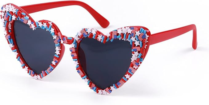 USA Flag Heart Sunglasses - 4th of July Patriotic Glasses for Women & Men, American Flag Party Fa... | Amazon (US)