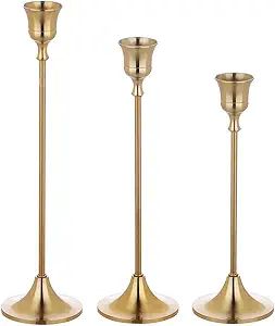 Amazon.com: VINCIGANT Brass Gold Candlestick Holders / Taper Candle Holders,Vintage Modern Decora... | Amazon (US)