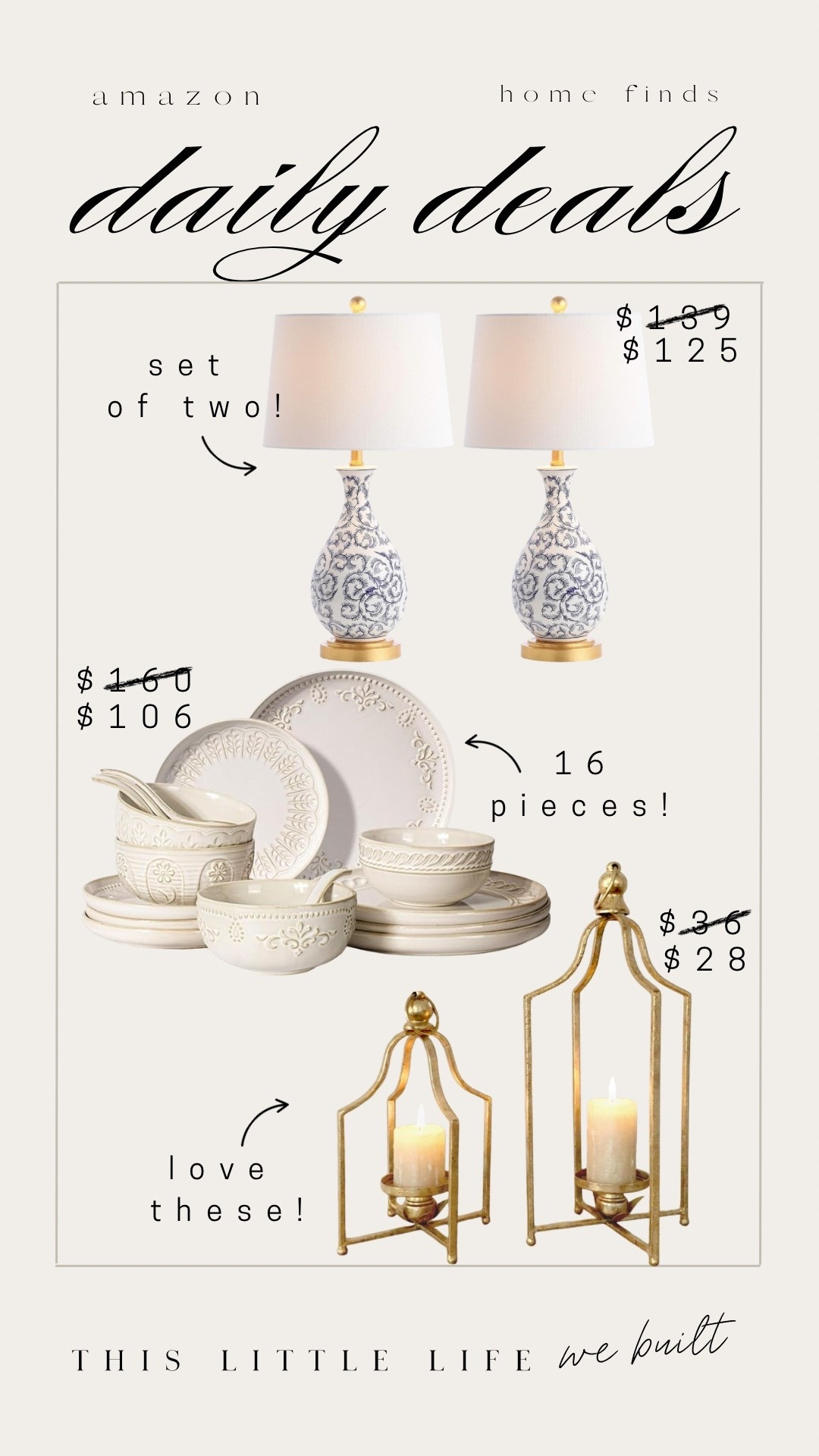 Amazon daily deals! 


Plate set, lamps, table lamp, bedroom finds, kitchen finds, lantern 

#LTKSaleAlert #LTKHome #LTKU