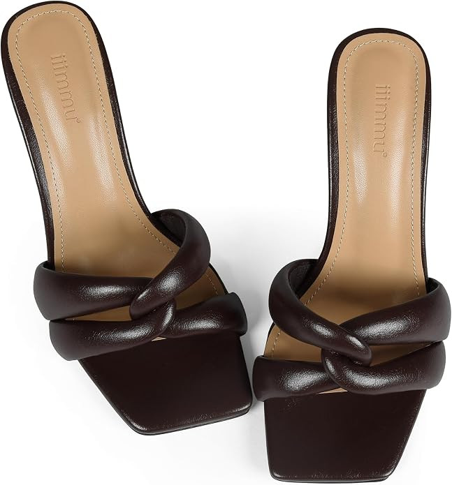 Mule Heels 3.5 IN Stiletto with Square Toe Heeled Sandals Interwoven Straps Shape | Amazon (US)
